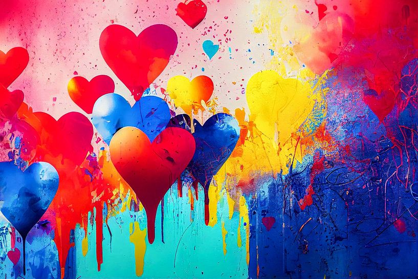 abstrakter bunter Hintergrund mit Herz, Illustration von Animaflora PicsStock