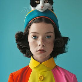 Buntes Porträt "Katzenliebe" von Studio Allee