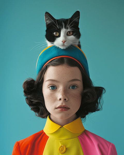 Buntes Porträt &quot;Katzenliebe&quot; von Studio Allee