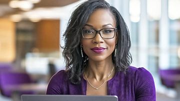 Businesswoman in the office by Frank Heinz