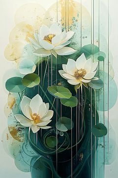 Dans van Witte Lotusbloemen no.5 van Studio BB
