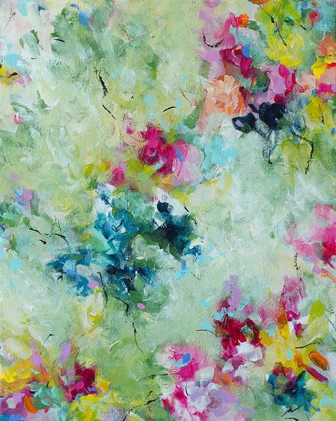 Breeze - abstract floral colorful painting by Qeimoy