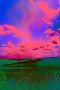 Farbenfrohe Sommerlandschaft in aktuellen starken Farben