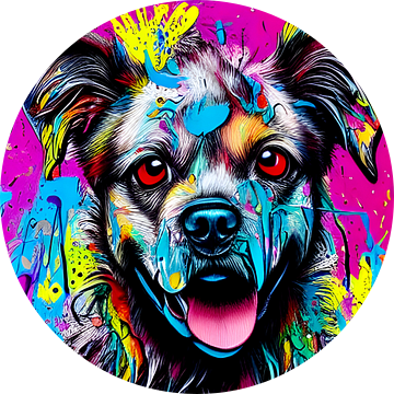 Kleurrijke honden I - Pop-Art Graffiti stijl van Lily van Riemsdijk - Art Prints with Color
