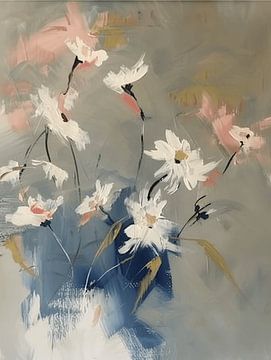 Stilleben mit Blumen in Pastellfarben von Japandi Art Studio