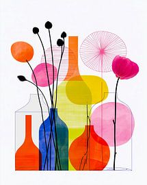 Abstract vaasstilleven met bloemvormen van May
