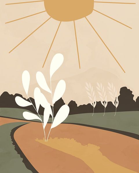 Zonsopkomst in de herfst abstract landschap