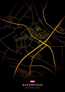 Ravenstein Stadsplattegrond Modern Zwart Goud van Kenda Maruyama