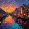 Gracht bij Zonsondergang van Franka Poulain