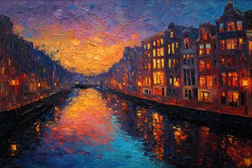 Gracht bei Sonnenuntergang von Franka Poulain