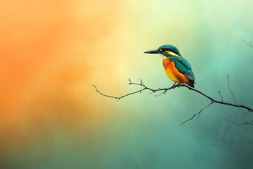 Kingfisher in the colourful morning mist by But First Framing