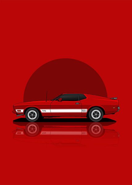 Art 1973 Ford Mustang Red by D.Crativeart