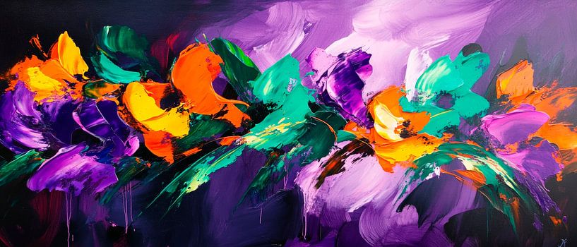 A play of colours for the senses - abstract flowers by Poster Art Shop