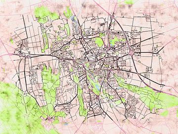Kaart van Hildesheim in de stijl 'Soothing Spring' van Maporia