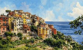 Ein farbenfrohes Leben mit Aussicht in Corniglia, Cinque Terre, an der italienischen Riviera von Dirk van der Ven