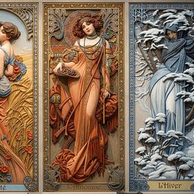 Les saisons Alphonse Mucha en couleurs sur Frank Lavooij