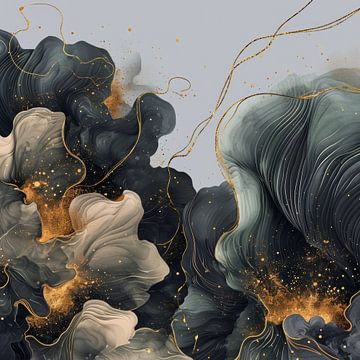 Abstract modern art flowers with Asian twist by Digitale Schilderijen