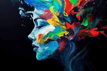 Des émotions colorées de profil - Expressif sur Poster Art Shop