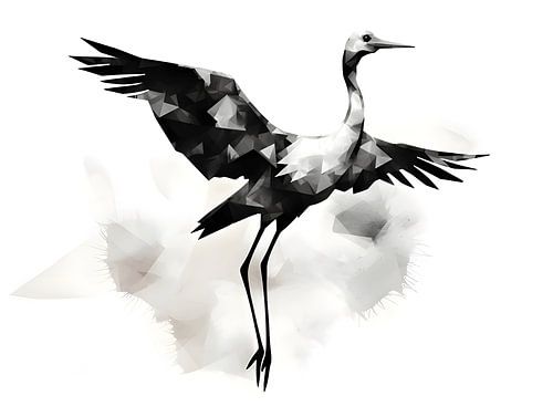 Ooievaar in waterverf