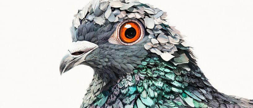 Fascinerend duivenportret in kleuren van Poster Art Shop