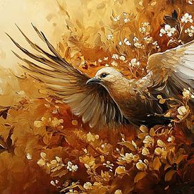 Gouden Vogel | Vogel in Goud van ARTEO Schilderijen