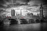 LONDON Westminster Bridge mit roten Bussen von Melanie Viola Miniaturansicht