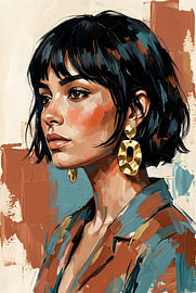 Modern Expressionist Portrait of a Woman in Earth Tones by Zala Creative