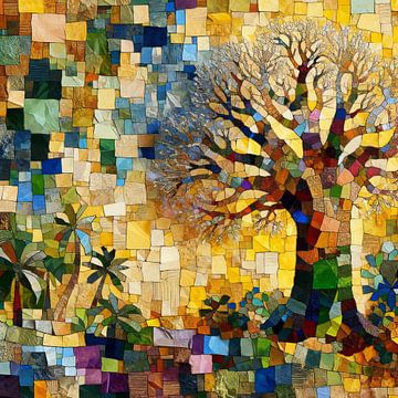 Collage gouden baobab van Lois Diallo