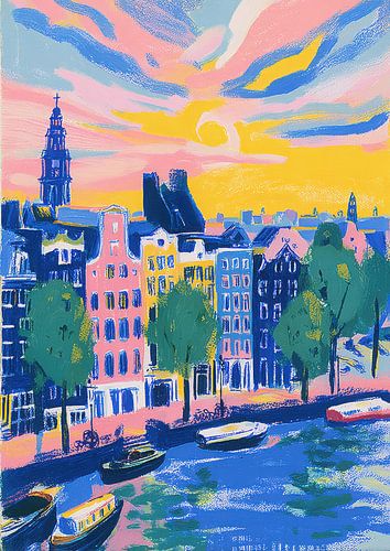 Amsterdamse gracht in Matisse-stijl