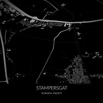 Zwart-witte landkaart van Stampersgat, Noord-Brabant. van Rezona