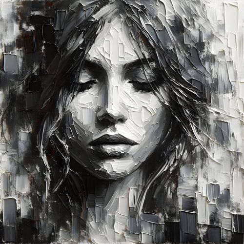 Portrait Ölgemälde Schwarz und Weiß