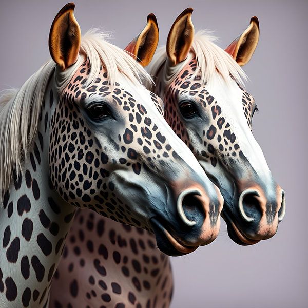 Zwei Pferde mit Leopardenfell von The Art Kroep