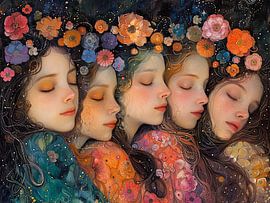 women flowers and stars