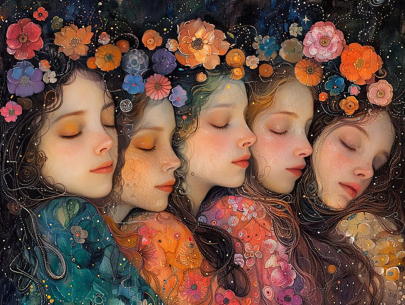 women flowers and stars by Egon Zitter