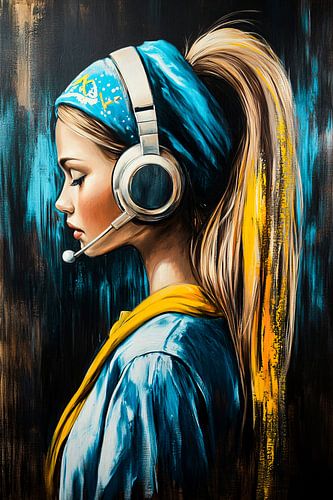 Femme moderne avec des écouteurs