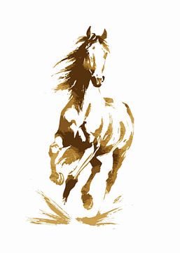 Golden Brush Horse Illustration