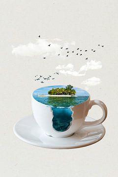 Eiland in een witte kop en schotel NA van DigitalArtForYou