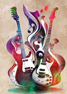 Guitares musique art #guitares #musique sur JBJart Justyna Jaszke
