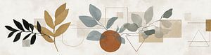 Blätter Komposition | Orange Circle and Leafy Design