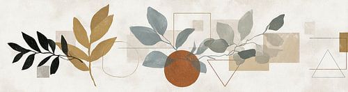 Leaves Composition | Orange Circle and Leafy Design by ARTEO Paintings