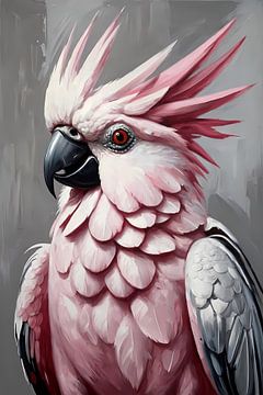 Pink cockatoo in artistic modernity by De Muurdecoratie