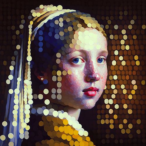 Girl with a pearl earring in polka dots