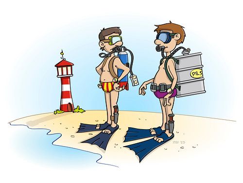 Cartoon; Scuba diving by Galerie Ringoot
