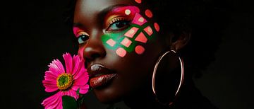 Coloured face mask with flower - Stylish by Poster Art Shop