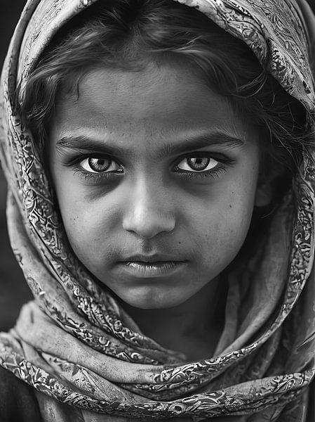 Regard pénétrant : Portrait d'une jeune fille afghane par Retrotimes