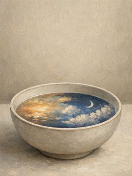 Reflet de la lune croissante dans un bol en céramique sur Media Jeka