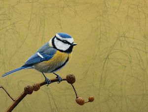 Blaumeise in Blau und Gelb