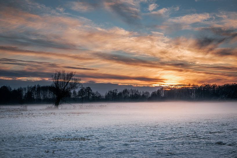 Winterse zonsondergang van Jesper Drenth Fotografie