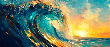 Oceaangolf bij zonsondergang van Poster Art Shop