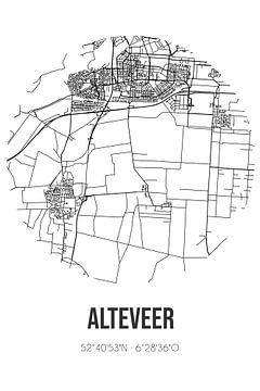 Alteveer (Drenthe) | Carte | Noir et blanc sur Rezona
